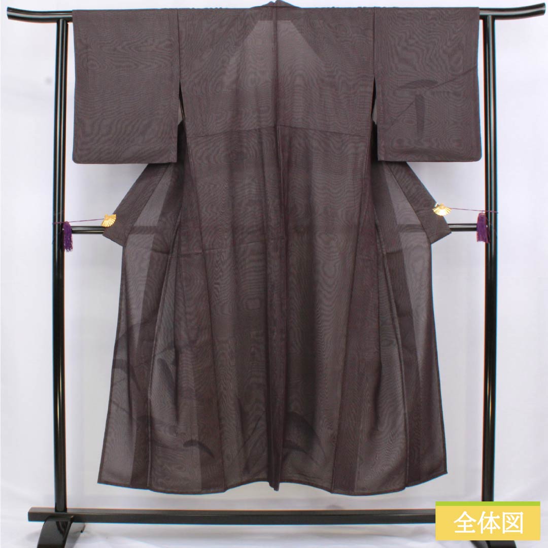 夏物 正絹 訪問着 身丈149cm 裄丈63cm 紫烏色(しうしょく) 京友禅 笹 二重紗 Sランク 紫系 1132002792120