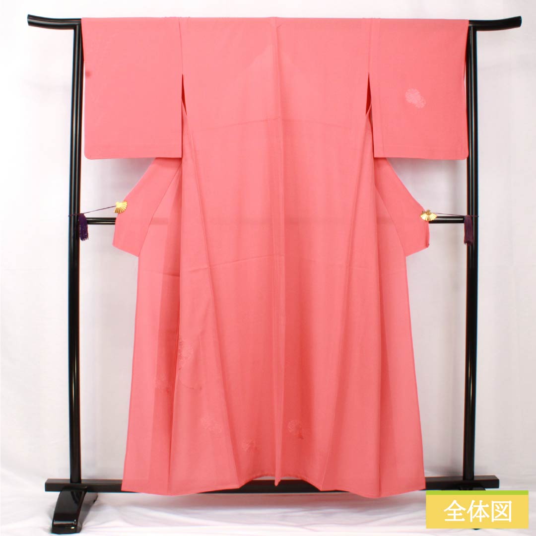 Summer pure silk formal kimono, length 157cm, sleeve length 64.5cm, plum color, Shantou embroidery, snowflake, tsukesage, silk, S rank, pink, 1132002012313