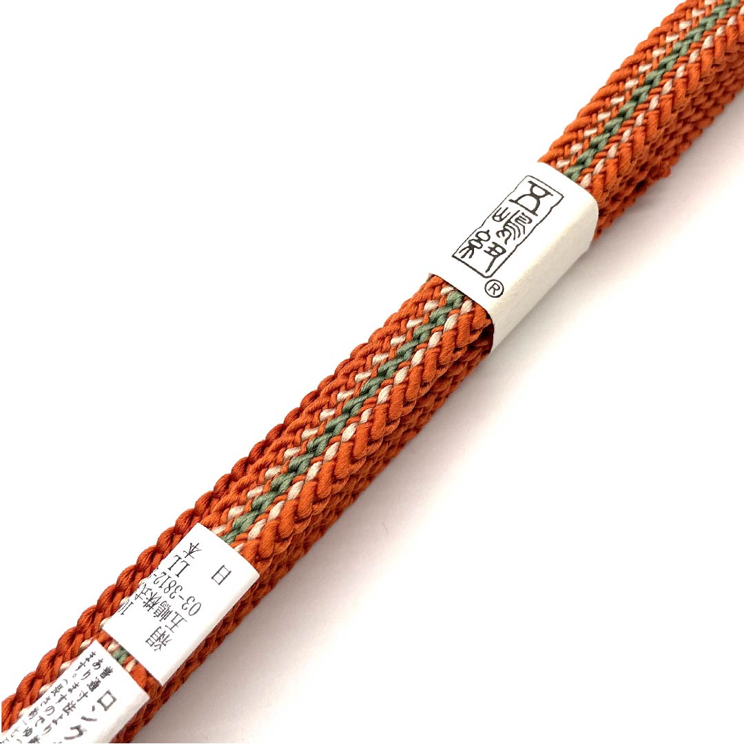 (New old stock) Silk obijime, quarter-length cord, reddish-brown, Goshima cord, Edo braid, long, length approx. 175cm, width approx. 1cm, casual, S rank, orange, 1135001372926