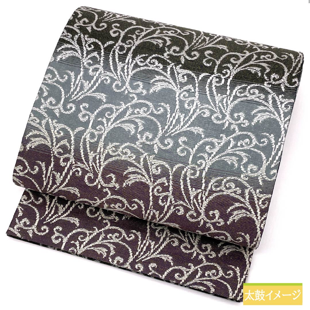 袋帯 正絹 横段 花唐草 帯丈492cm Sランク 全通 カジュアル グラデーション系 1123012572499