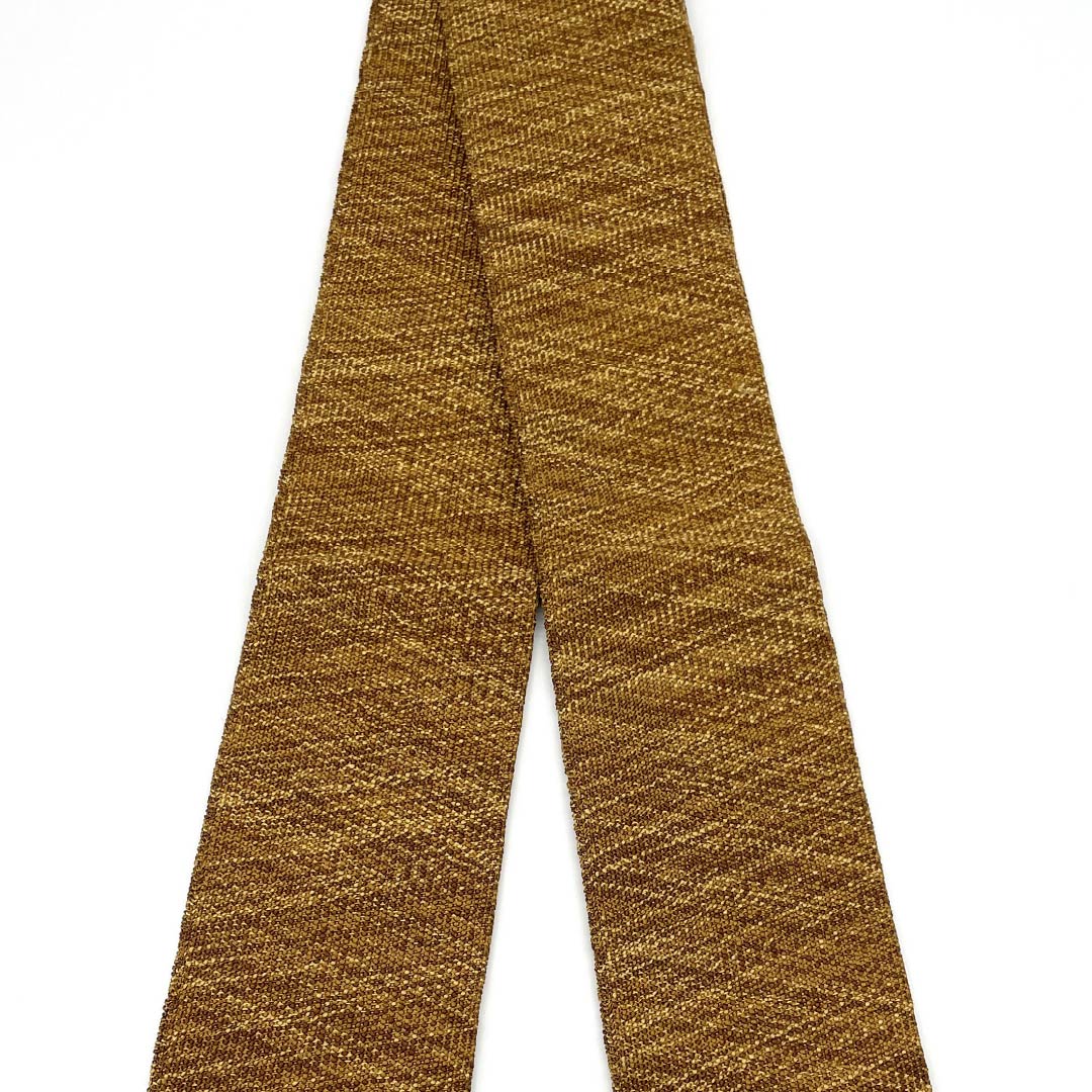 (未仕立)角帯 正絹 黄唐茶色(きからちゃいろ) 幾何学模様 帯丈432cm 幅9cm Sランク 茶系 1134000432914