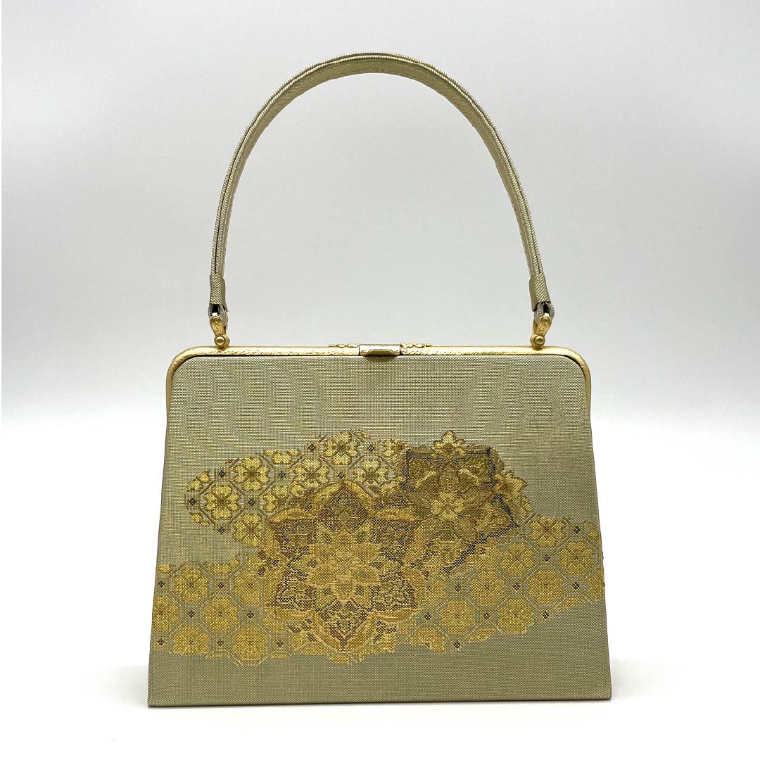 和装バック フォーマル 金色(きんいろ) 留袖用 正絹佐賀錦 花紋 金系 Sランク 113900054221