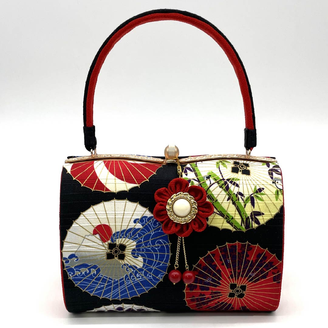 和装バック カジュアル 黒色(くろいろ) 和傘 古典柄 ハンドメイド作家 黒系 NEWランク 113900032110