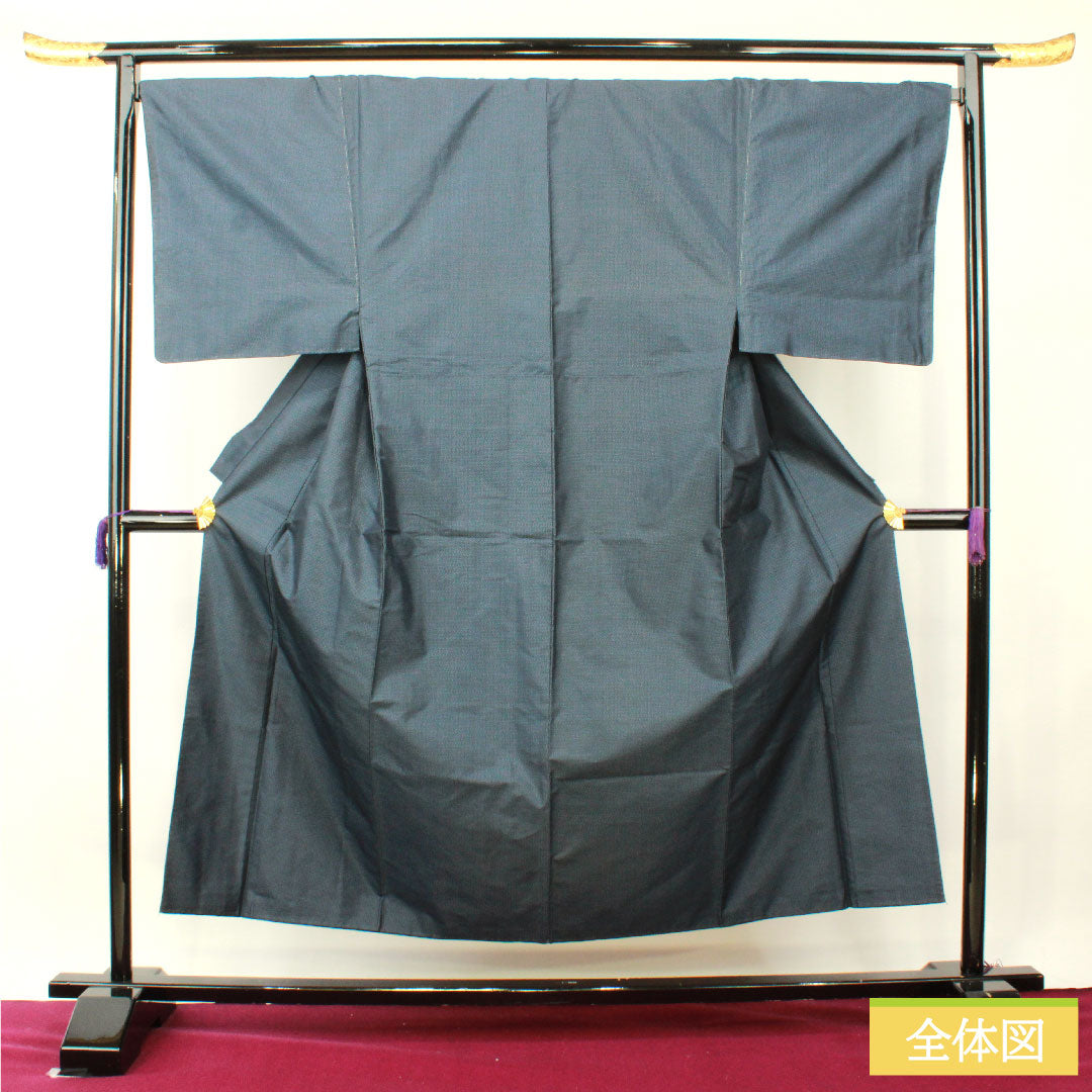 男物 正絹 身丈153.5cm 裄丈71cm 大島紬 緯総絣 Sランク 袷 紺系 1119000842518