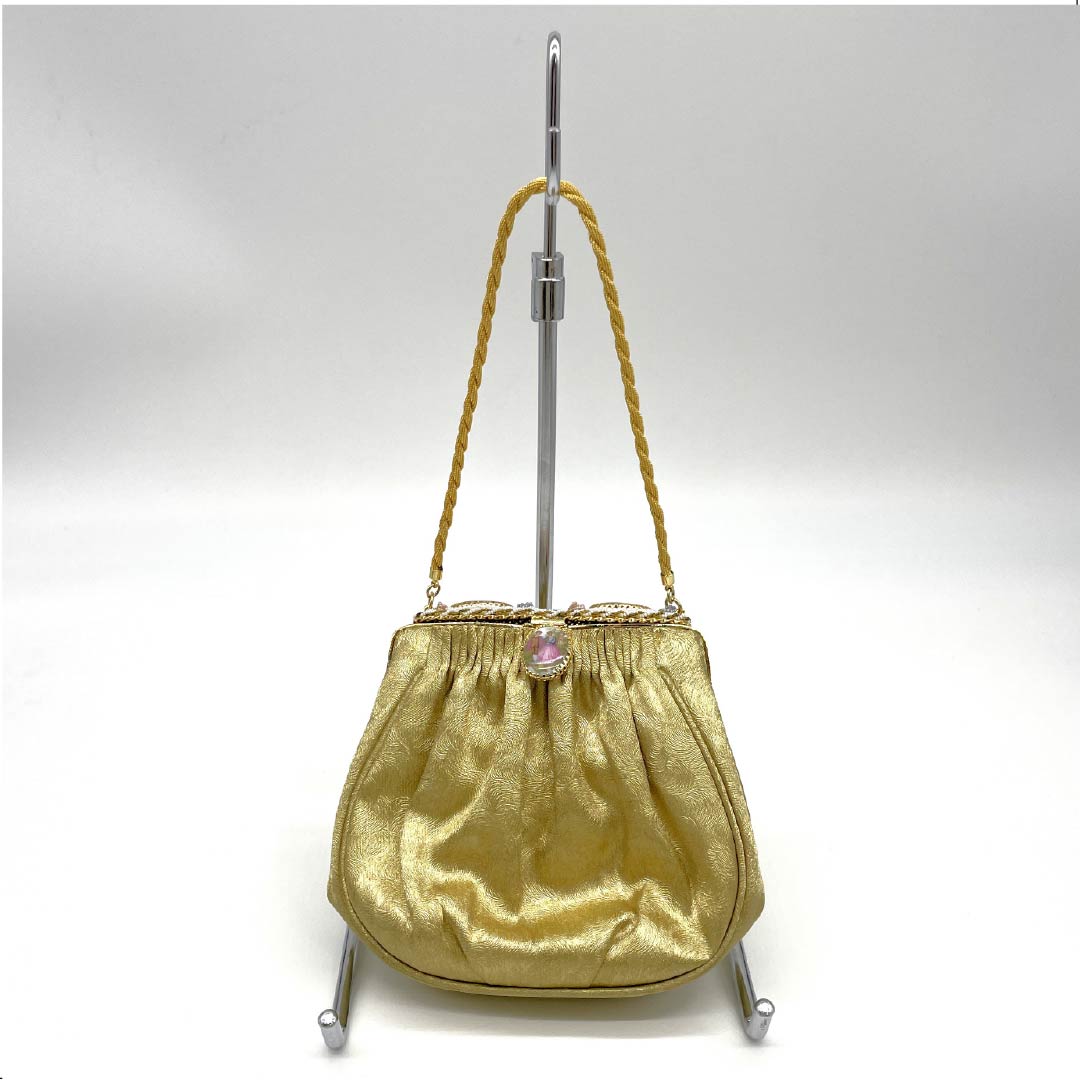 パーティバッグ セミフォーマル 金色(きんいろ) ブローチ ビーズ 金系 Sランク 113900003221