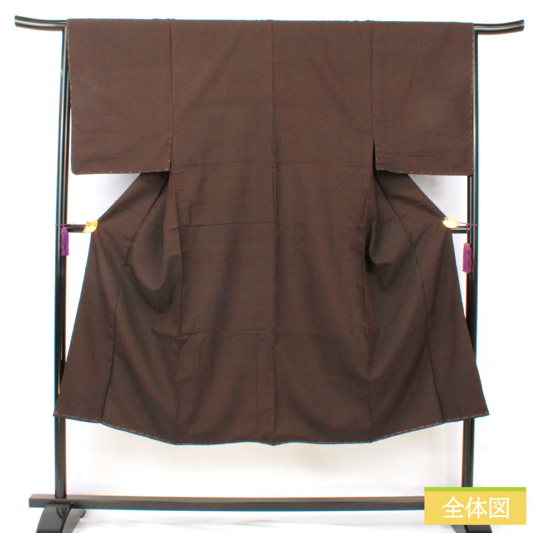 正絹着物　裄丈70 リサイクル着物】男物 正絹 Aランク 身丈138.5cm 裄丈67.5cm 石板色