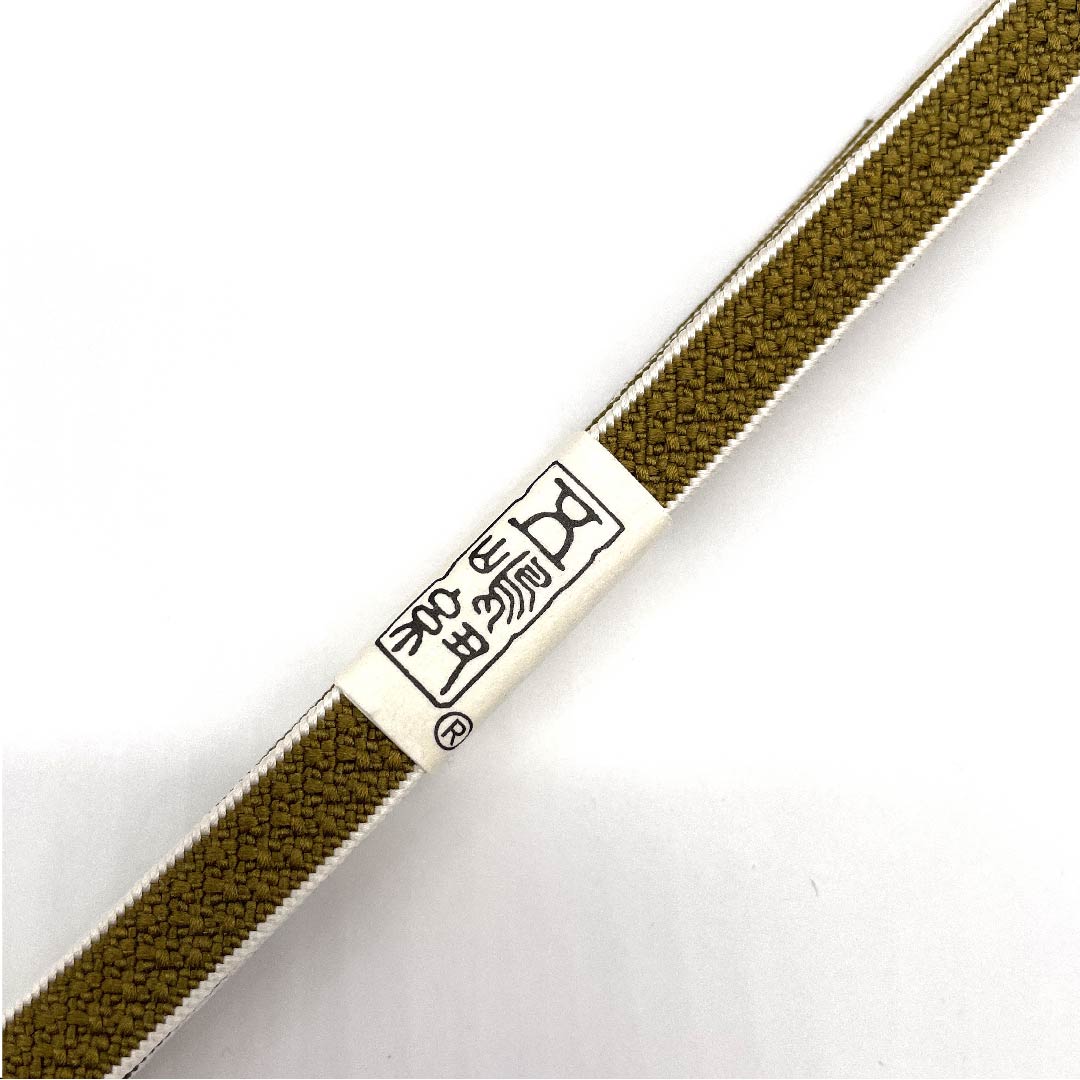 (New old stock) Obi-jime (belt fastener) Pure silk, 3-minute string, Rokou brown, Goshima string, new old stock, length approx. 135cm, width approx. 0.9cm, casual, S rank, yellow, 1135000742323