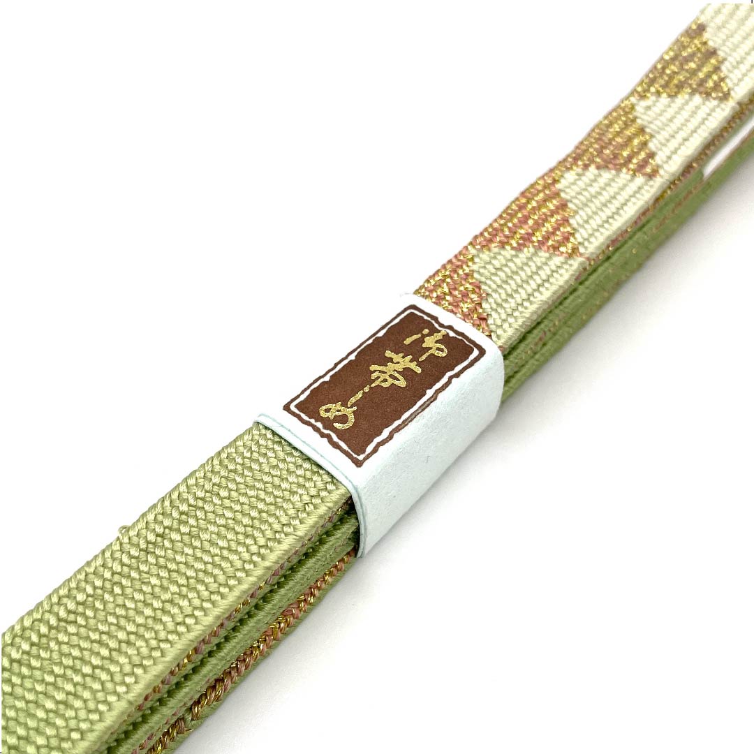 (新古品) 帯締め 正絹 四分紐 浅藍色(あさきあいいろ) 手組紐 鱗 金属糸使用 長さ約162cm 幅約1.5cm セミフォーマル Sランク 緑系 1135002842319