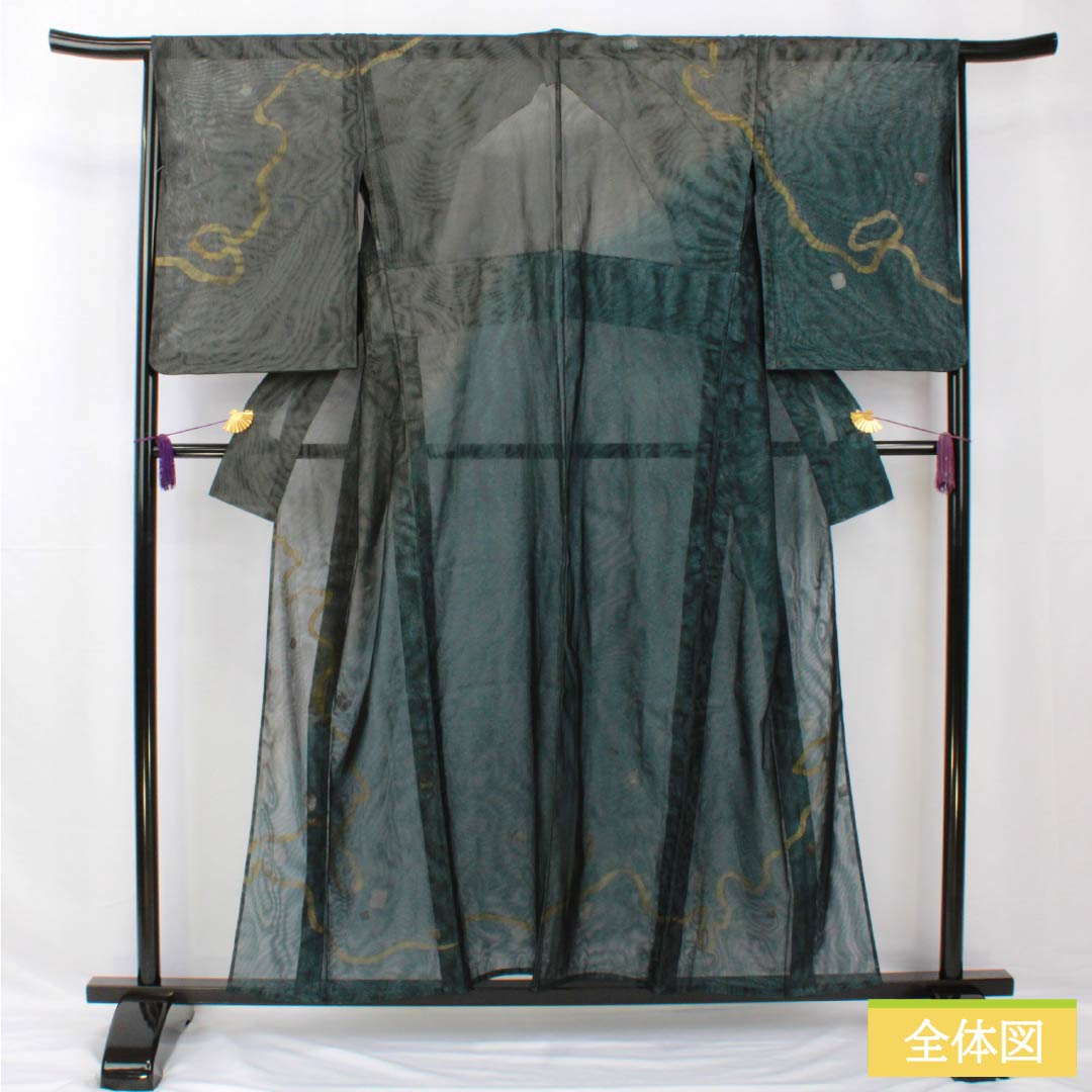 夏物 正絹 訪問着 身丈154.5cm 裄丈65cm 京友禅 抽象柄 紗袷 Sランク グラデーション系 1132001972299