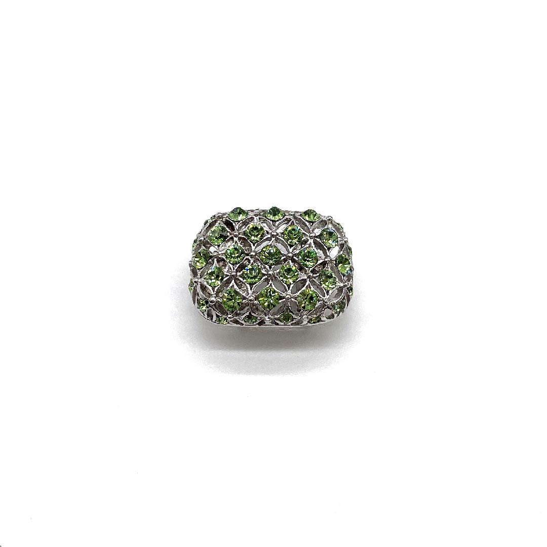 (New old stock) Obi clasp, glass, casual, Swarovski, cloisonne, rectangular, length approx. 2cm, width approx. 3cm, S rank, green, 1137001082919