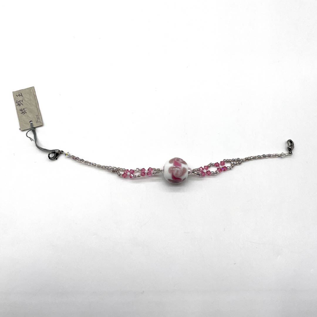 羽織紐 NEWランク カジュアル 翆嵐工房 蜻蛉玉 無双タイプ ガラス ビーズ ピンク系 1121000151913