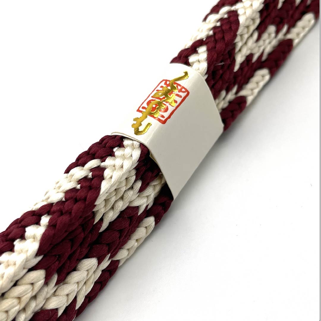 帯締め 正絹 四分紐 赤紫色(あかむらさきいろ) 矢羽根模様 バイカラー 長さ約162cm 幅約1.2cm カジュアル Sランク 茶系 1135003162314