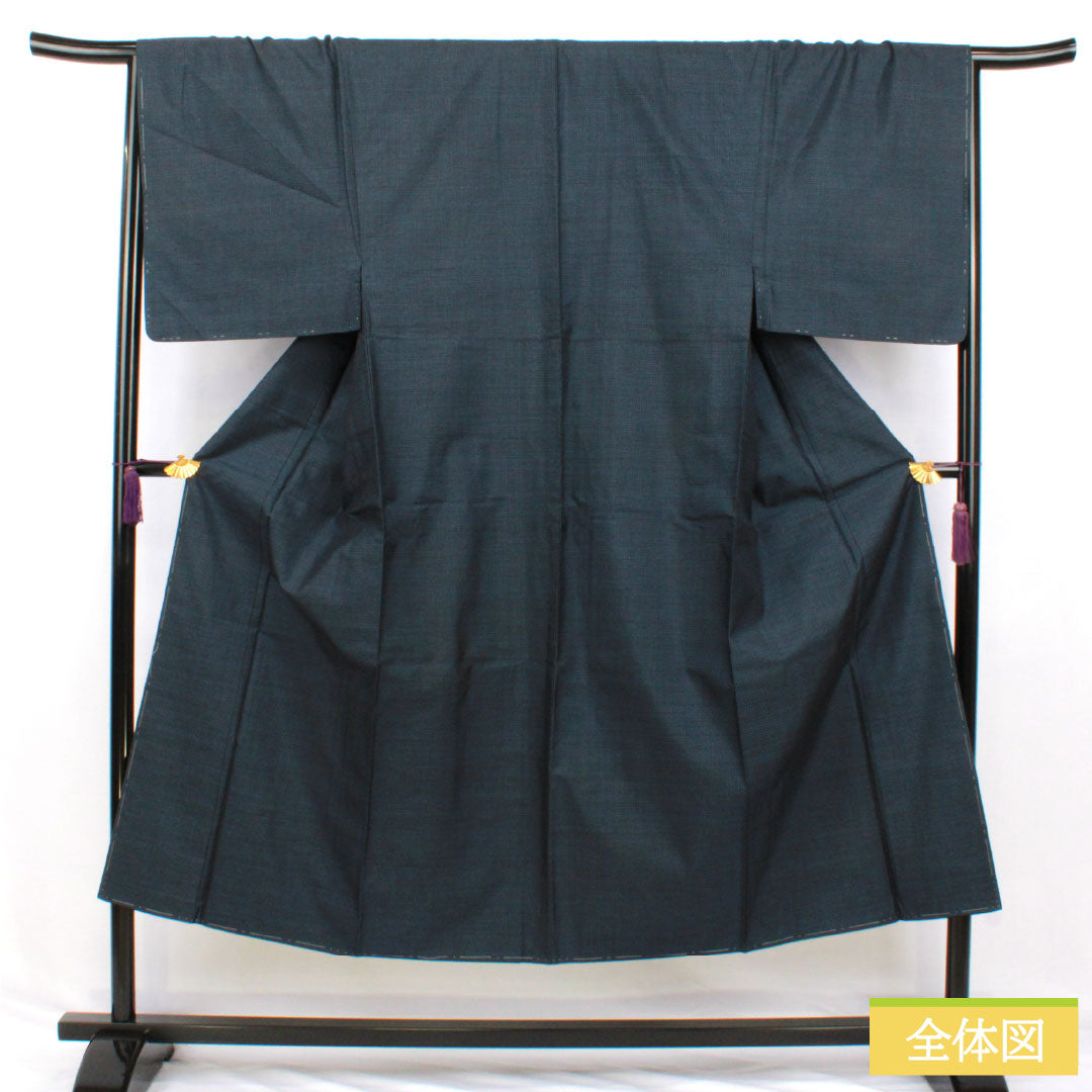 Men's silk S-rank kimono, length 146.5cm, sleeve length 67cm, Oshima Tsumugi 100 tortoiseshell weave, basting thread included, lined, navy blue, product number 1119001832418