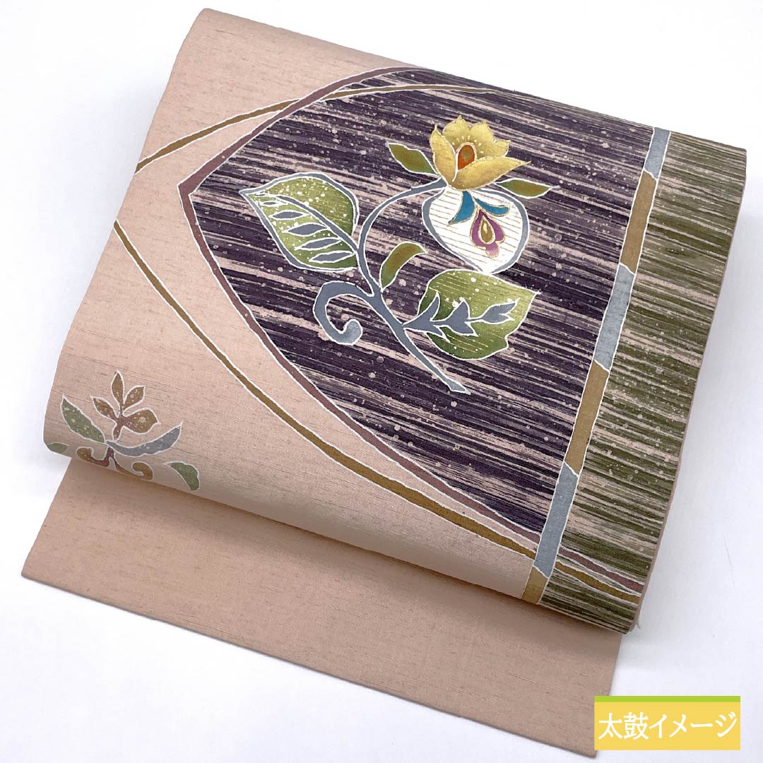 名古屋帯 乙女色(おとめいろ) 染め帯 紬地 抽象花 帯丈380cm 正絹 Sランク ポイント柄 カジュアル ピンク系 1124007812413 名古屋仕立て