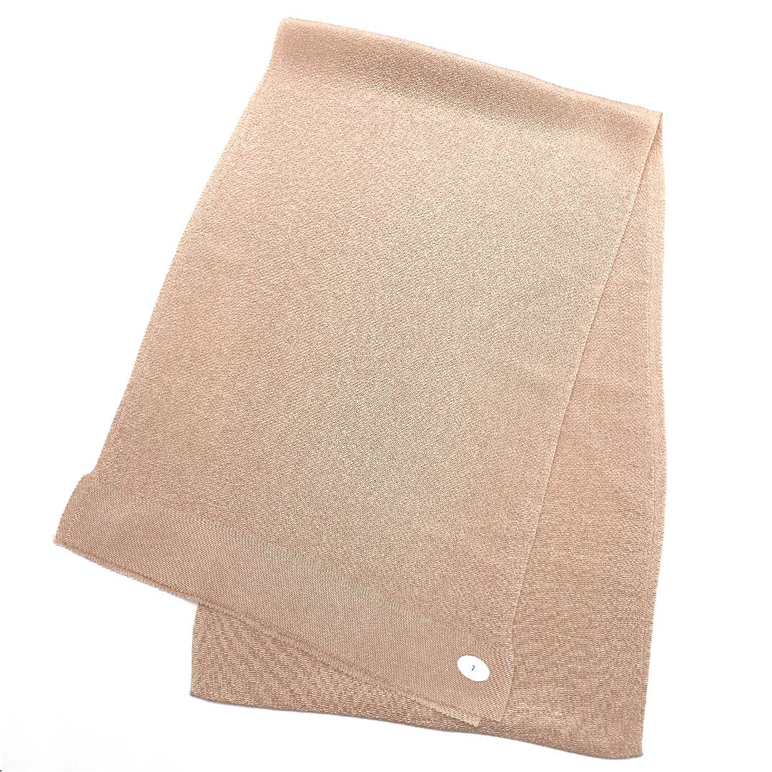 (新古品) 帯揚げ 正絹 フォーマル 薄柿色(うすがきいろ) ちりめん 無地 振袖用 長さ約164cm 幅約27.5cm Sランク ベージュ系 1136000042925