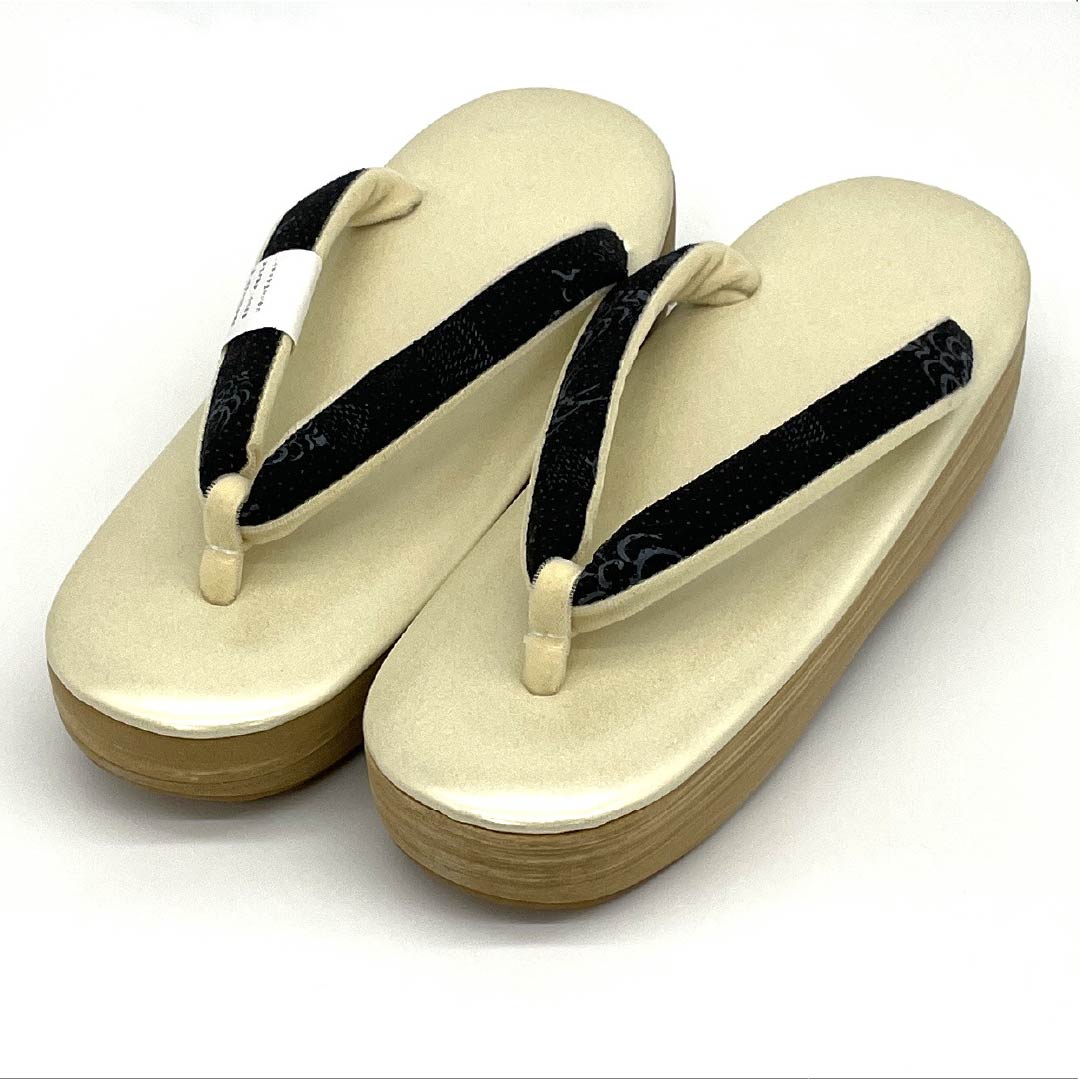 (Like New) Zori Sandals, Synthetic Leather, New Condition, Casual, Kabuki Style, EVA, Length 23.5cm, Size M, Cream, Item Number 1122001461315