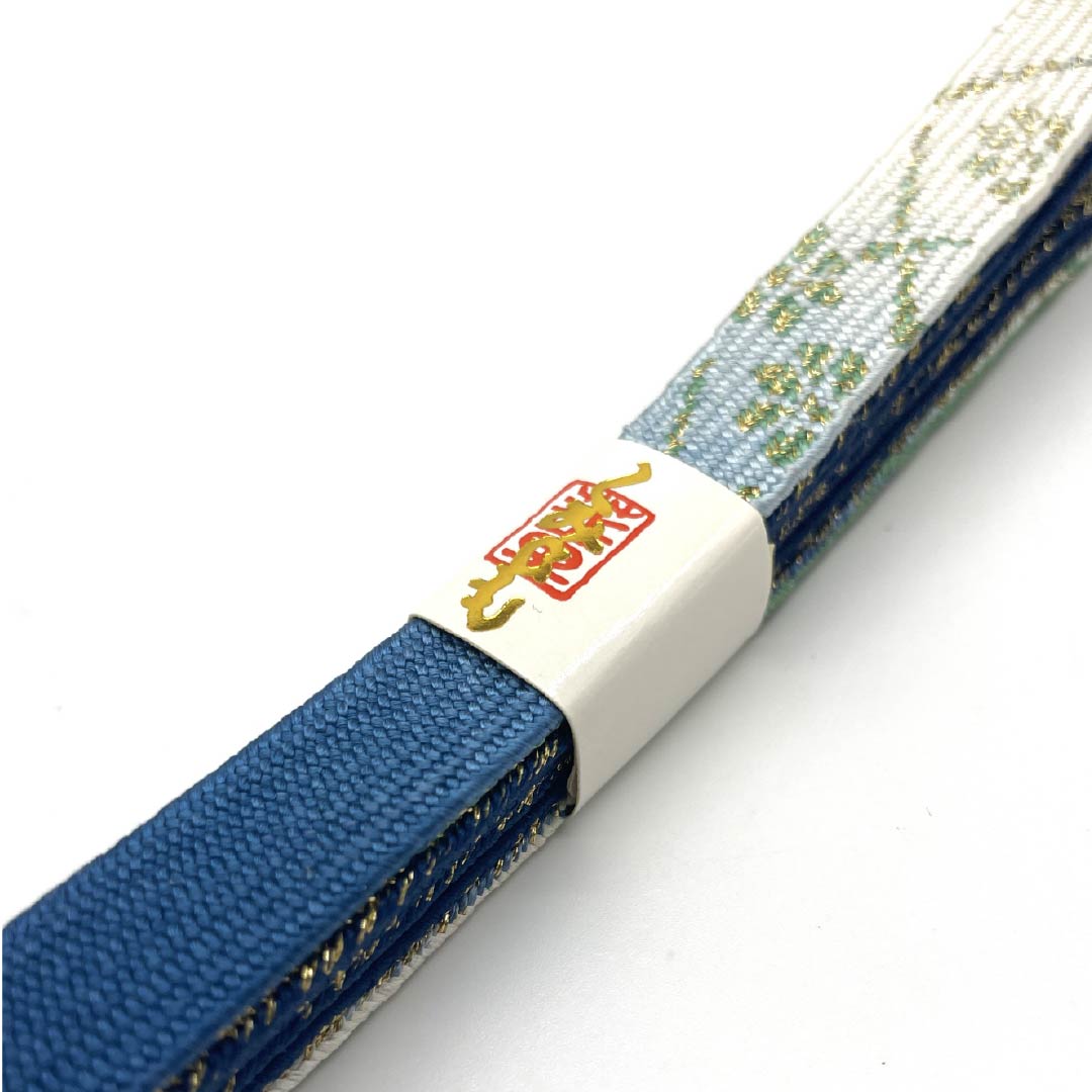 帯締め 正絹 四分紐 韓藍色(からあいいろ) ぼかし 花模様 長さ約163cm 幅約1.5cm セミフォーマル Sランク 青系 1135003042317