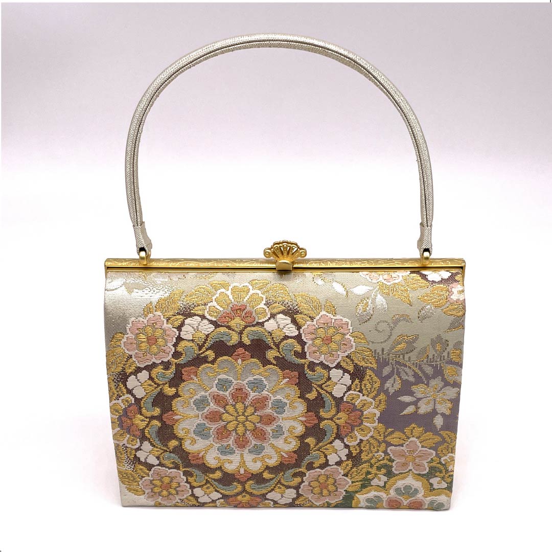 和装バック フォーマル 銀色(ぎんいろ) 唐花紋 花柄 留袖用 銀系 Sランク 113900024222