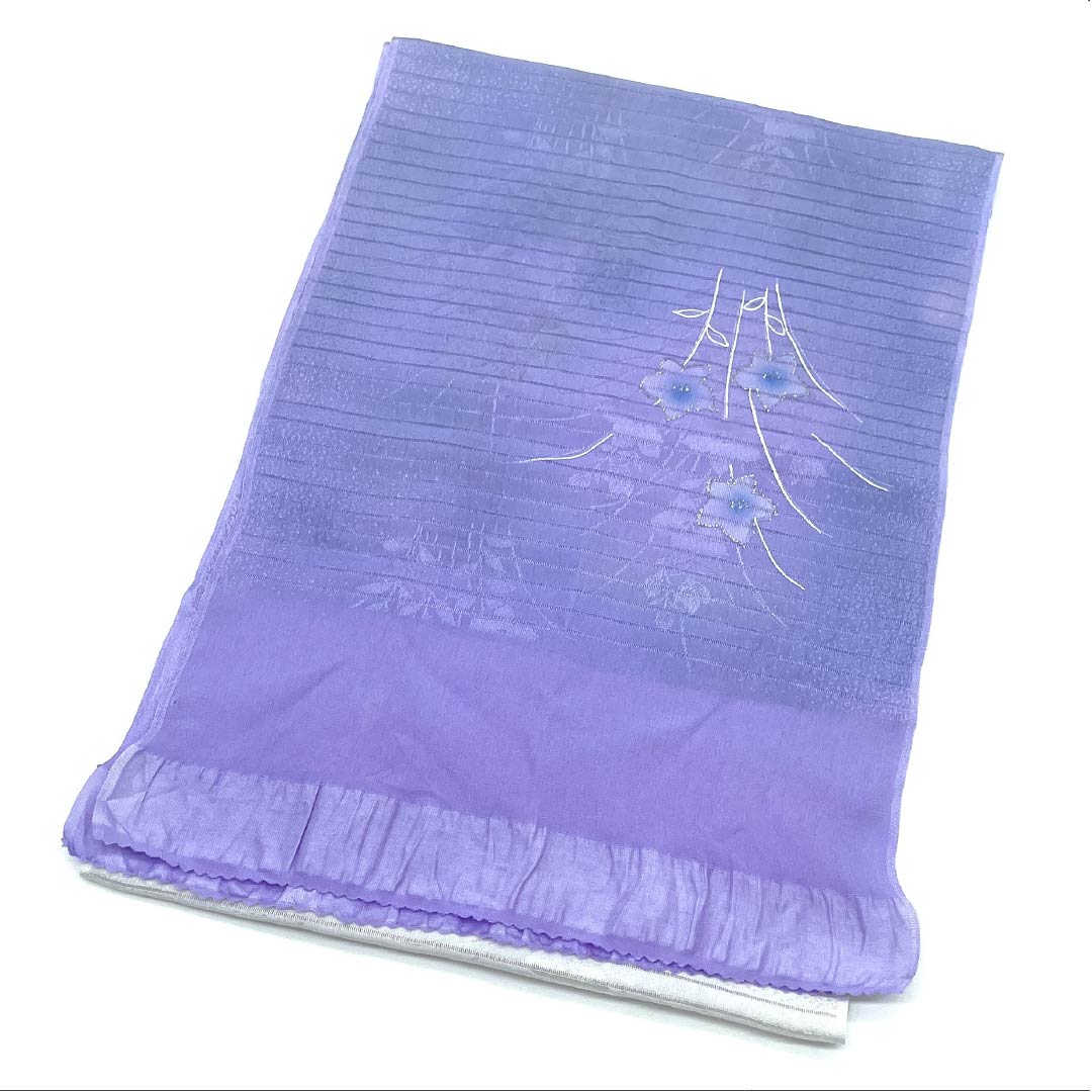 帯揚げ 正絹 Sランク セミフォーマル 藤色(ふじいろ) 青藤色(あおふじいろ) 夏用 絽 長さ約163cm 幅約27cm 紫系 1136004742920