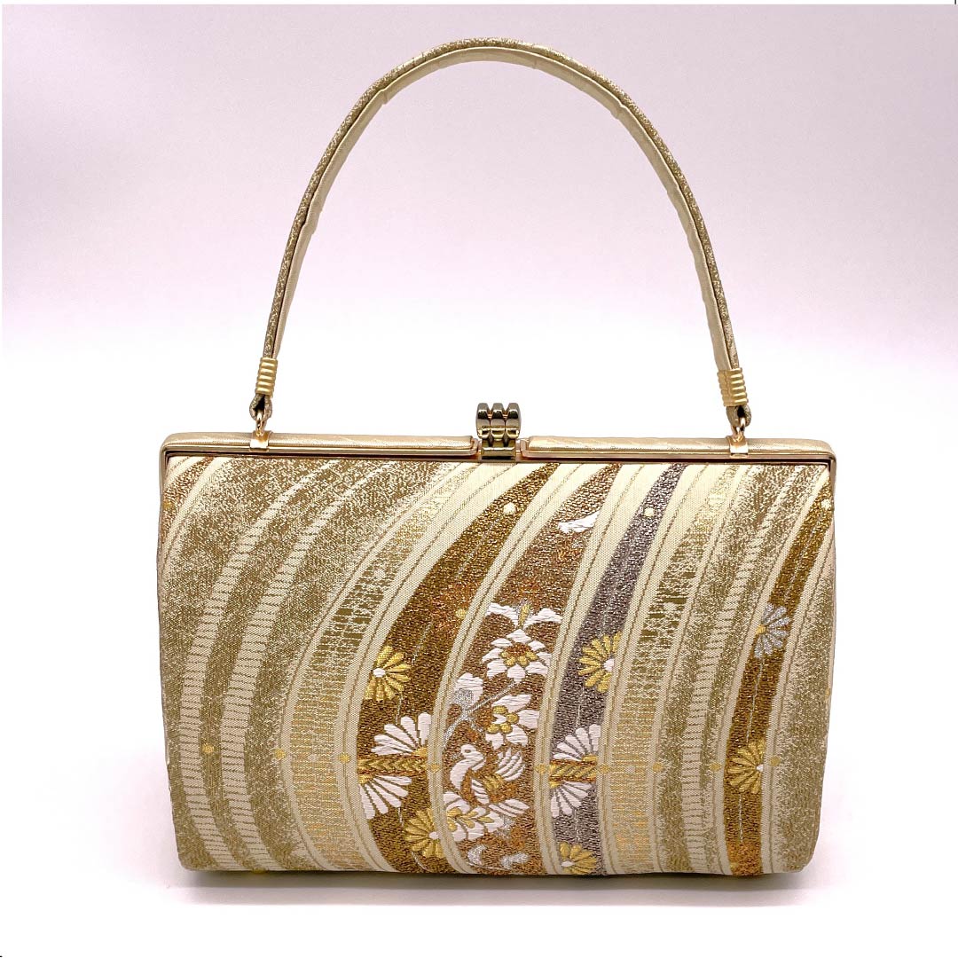 和装バック フォーマル 金色(きんいろ) 縞 古典柄 花柄 金系 Sランク 113900030221