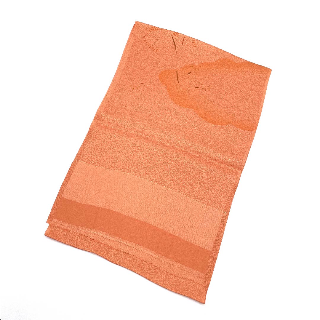 (新古品) 帯揚げ 正絹 フォーマル 赤支子色(あかくちなしいろ) 雲取り 抽象模様 新古品 長さ約164cm 幅約30cm Sランク 橙系 1136000202926