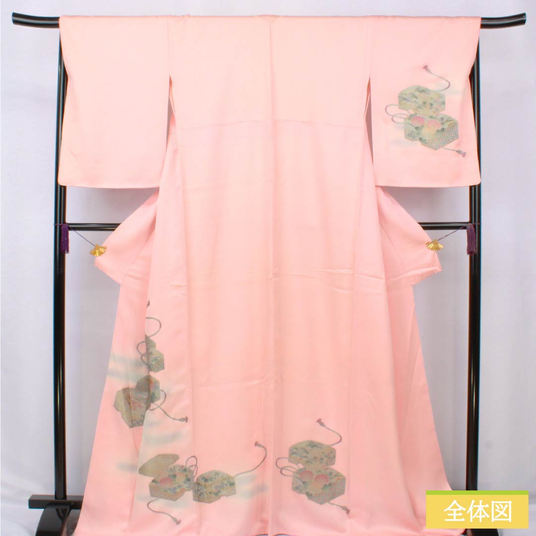 訪問着 正絹 Sランク 袷 身丈167.5cm 裄丈68cm 曙色(あけぼのいろ) 金彩加工 重箱 しつけ糸付き ピンク系 1112006372513