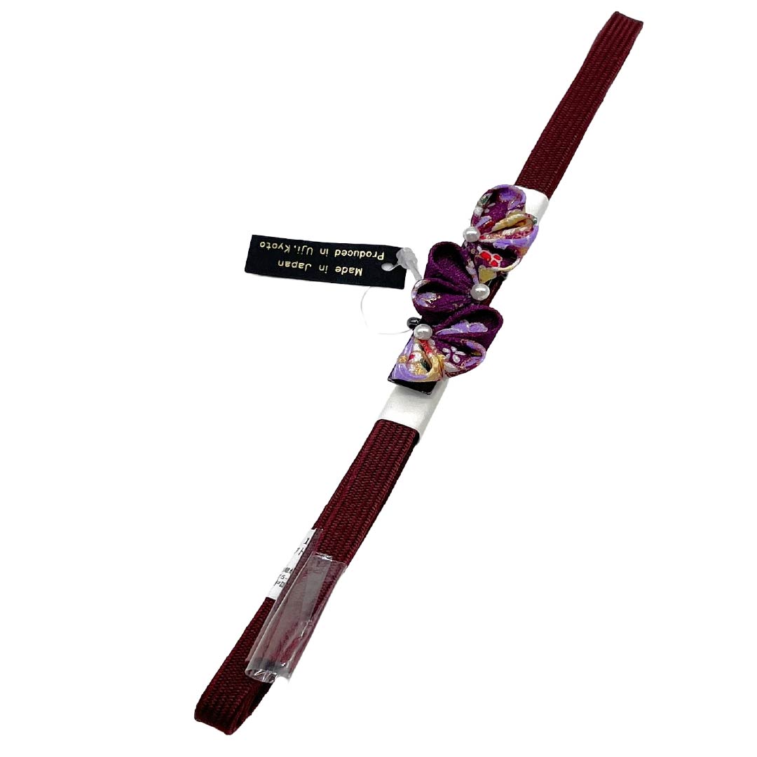 (新品)帯締め 正絹 NEWランク 三分紐 木蘭色(もくらんじき) 帯留め付き つまみ細工 日本製 長さ約135cm 幅約0.8cm カジュアル 紫系 1135006511320