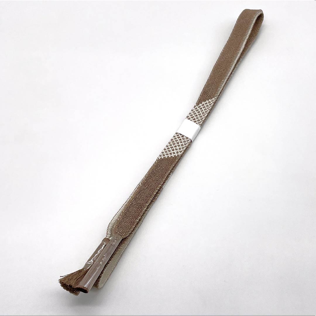 (新品)帯締め 正絹 NEWランク 鼯鼠色(むささびいろ) 単衣用 夏用 長さ約162cm 幅約1.9cm カジュアル 茶系 1135005791314