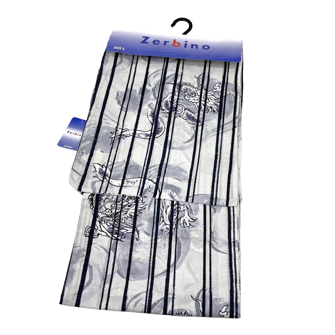 (新品)メンズ浴衣 木綿 NEWランク 身丈149cm 裄丈71cm 白鼠色(しろねずいろ) XYLICOOL 涼感加工 龍 単衣 グレー系 1138000151422