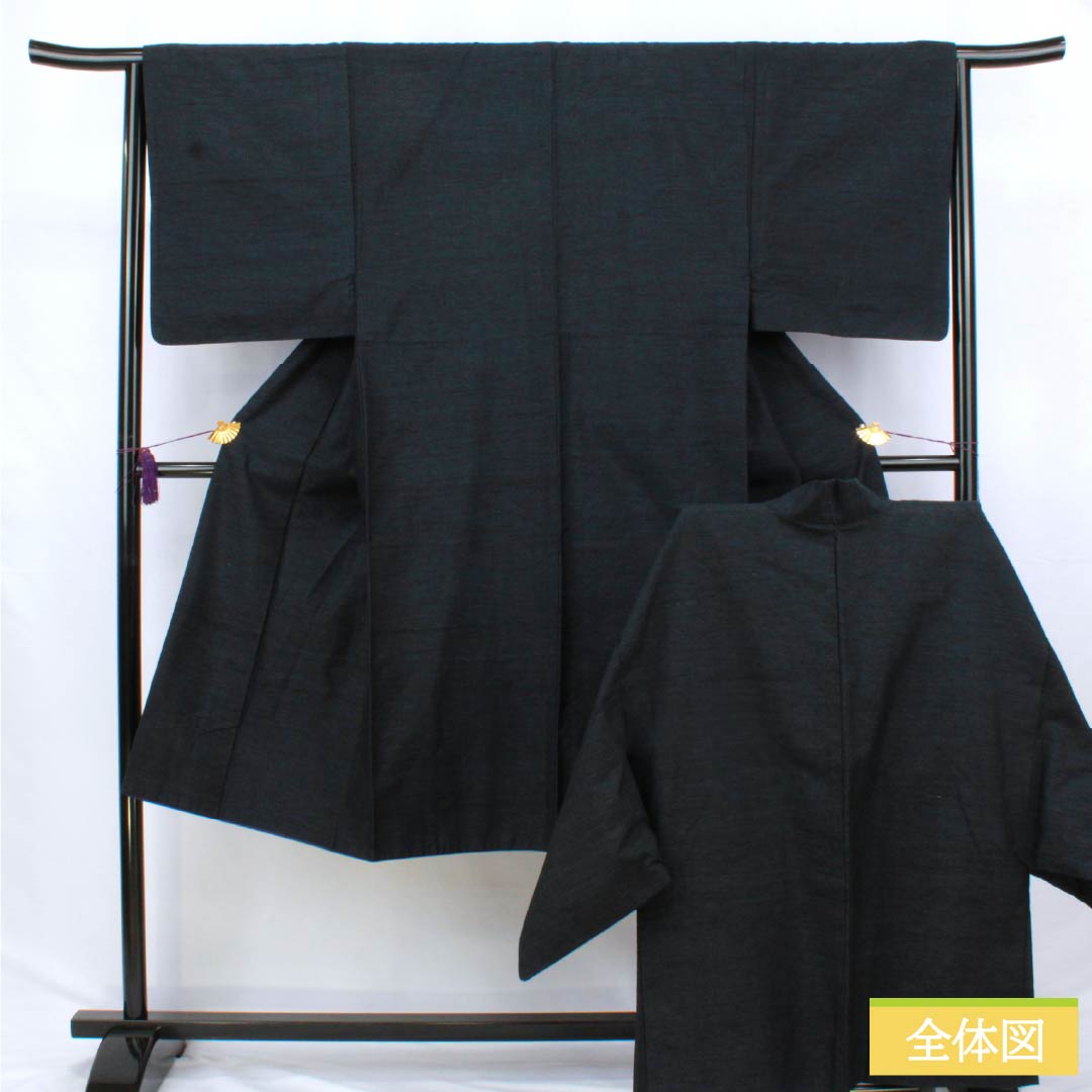 平和屋着物○男性 黒紋付 紬地 正絹 逸品 AABA0101zg リサイクル着物  