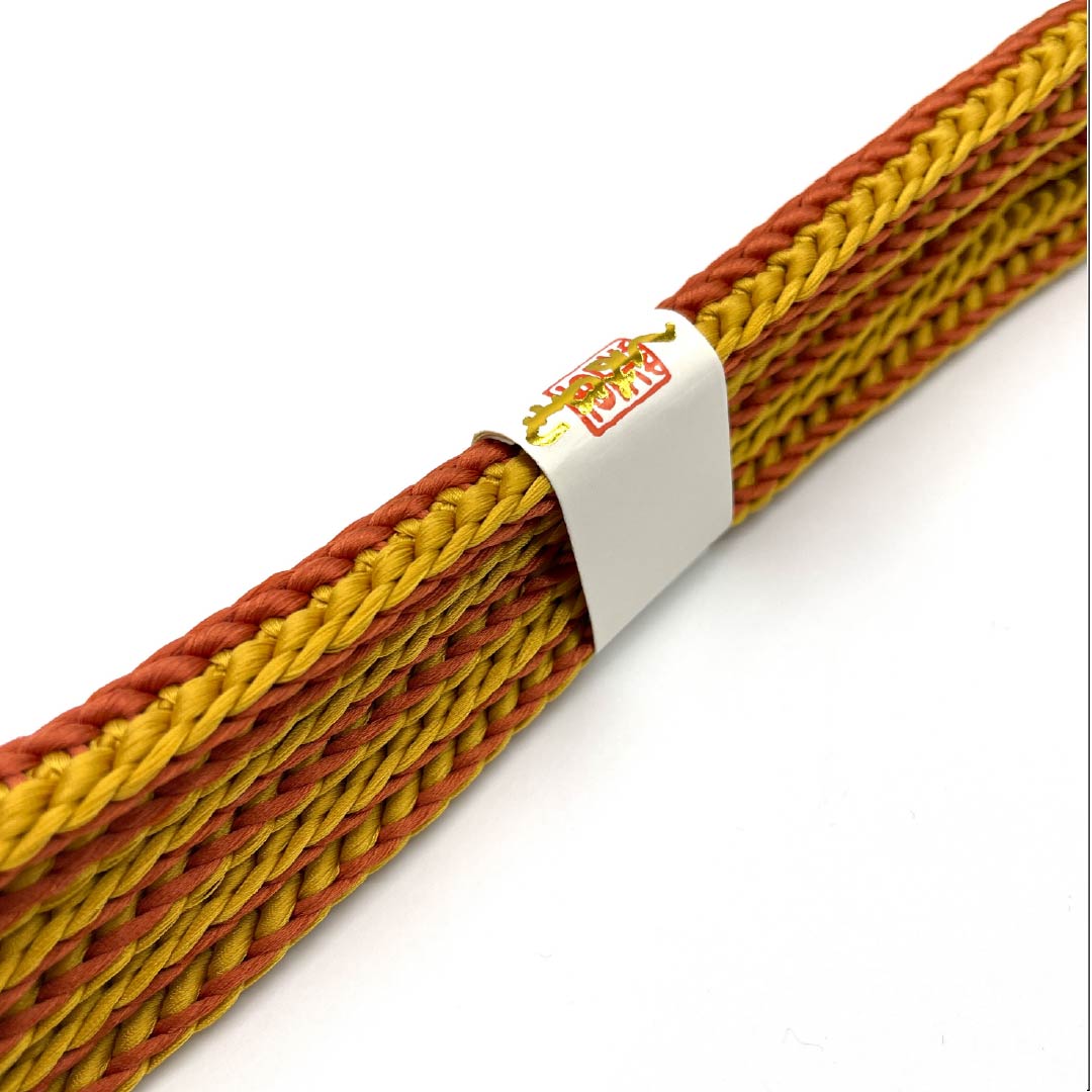 帯締め 正絹 四分紐 赭色(そおいろ) 小麦色(こむぎいろ) バイカラー 長さ約166cm 幅約1.2cm カジュアル Sランク 茶系 1135003172314