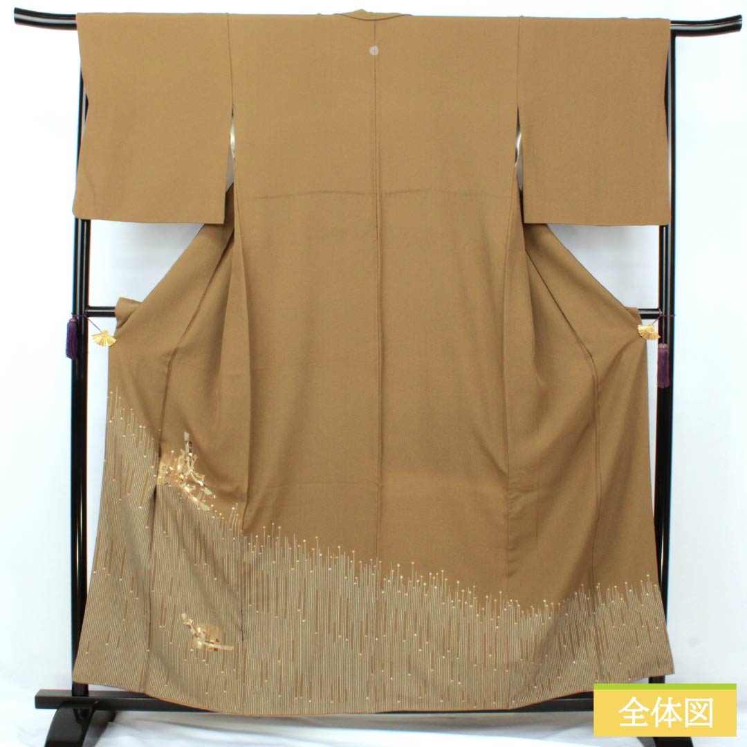 リサイクル着物】訪問着 正絹 Bランク 袷 身丈158.5cm 裄丈66cm 桑染色