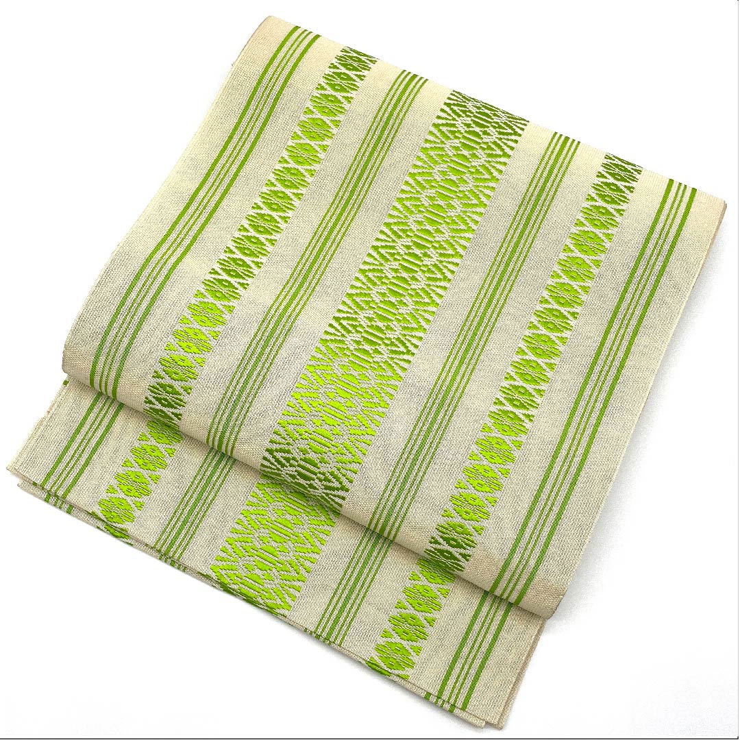 Nagoya obi, off-white, summer obi, gauze, Kenjo pattern, gauze pattern, obi length 356cm, pure silk, S rank, full length, casual, cream color, 1124004452315, Matsuba style