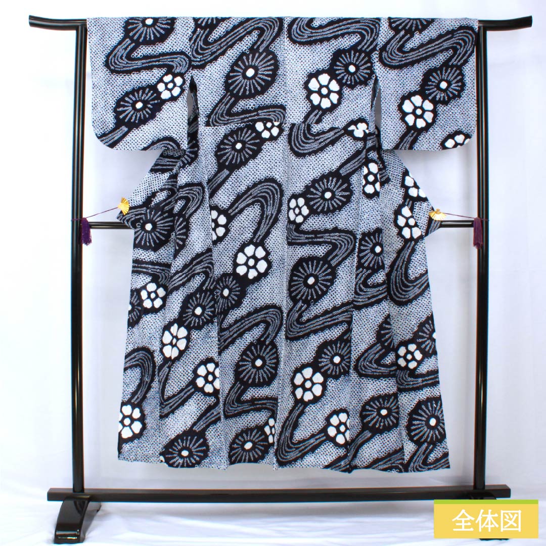 Yukata Cotton Length 146.5cm Sleeve length 64cm S rank Single layer Navy blue (Nukon-iro) Arimatsu tie-dye 1118005462118