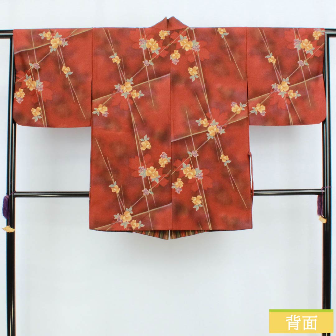 道中着 ポリエステル Sランク 身丈83cm 裄丈66cm リバーシブル 花 縞 袷 グラデーション系 1117001412999