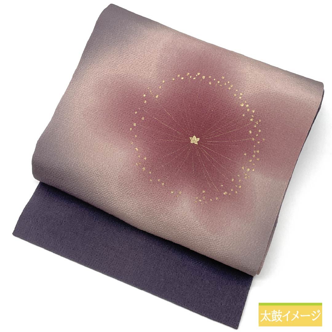 名古屋帯 深滅紫色(ふかきけしむらさきいろ) ちりめん地 染め帯 桜 帯丈384cm 正絹 Sランク ポイント柄 セミフォーマル 紫系 1124008412420 名古屋仕立て