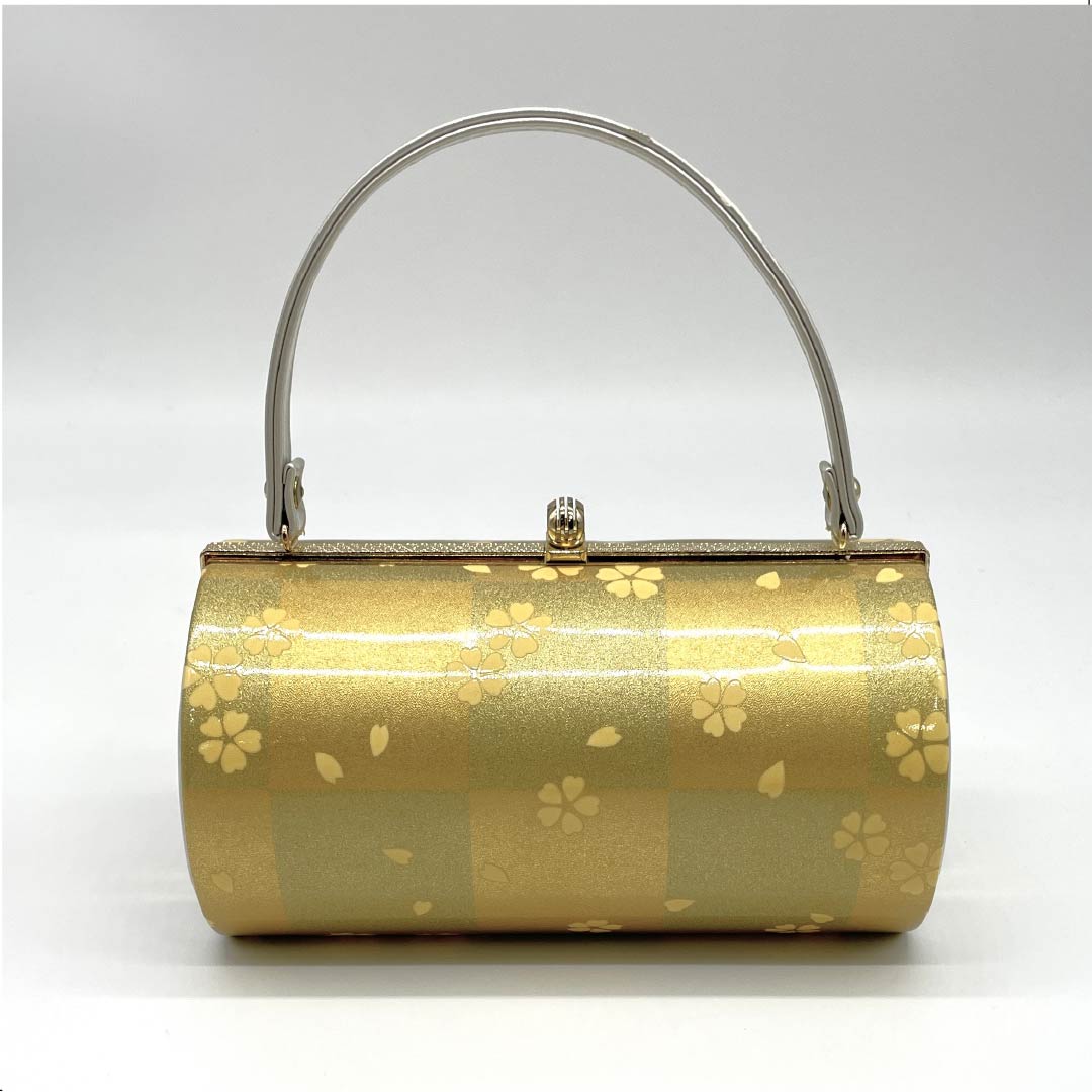 Pearlmore 和装用バッグ 金色 花柄 リサイクル着物】和装バック フォーマル 金色（きんいろ） 振袖用 桜