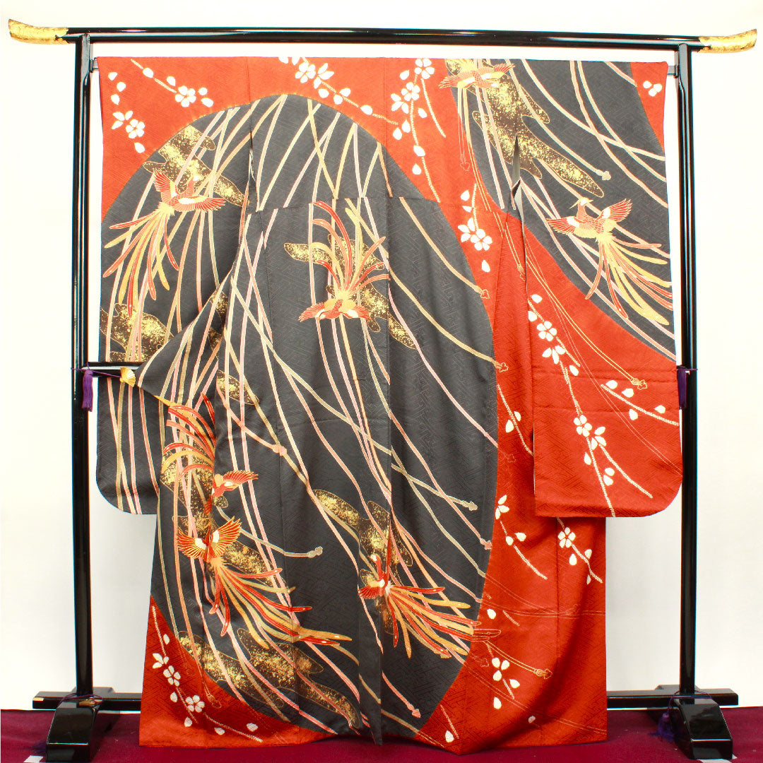 振袖 身丈167cm 裄丈69cm 袷 京友禅 鳳凰 正絹 Sランク グラデーション系 1113001532599