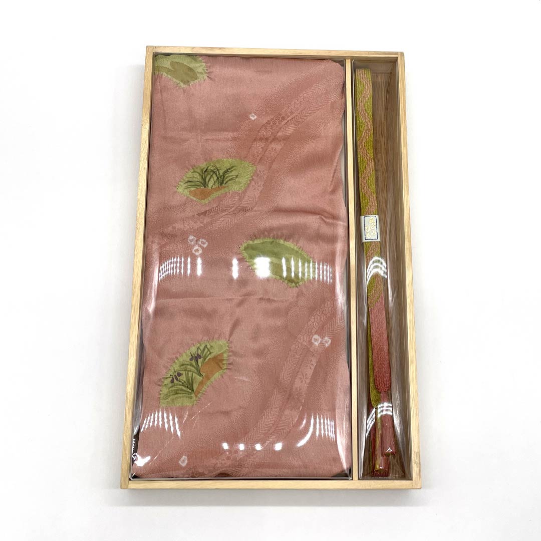 (新古品) 帯締め・帯揚げセット 正絹 Sランク 東雲色(しののめいろ) 部分絞り 長さ約160cm 幅約1.5cm セミフォーマル ピンク系 1141000122313