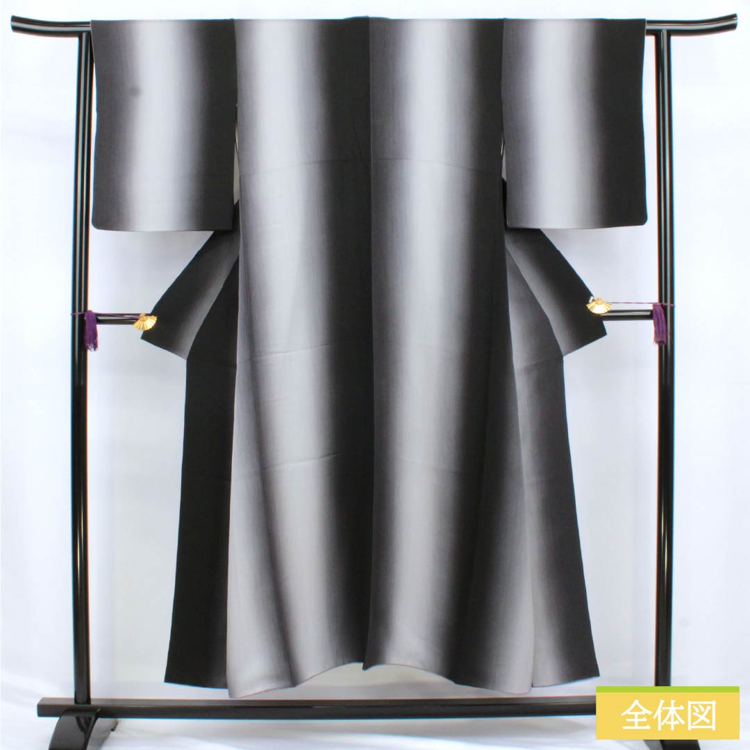 小紋 正絹 Aランク 身丈149cm 裄丈64cm 袷 縦ぼかし シルクガード モノトーン 1115007233127