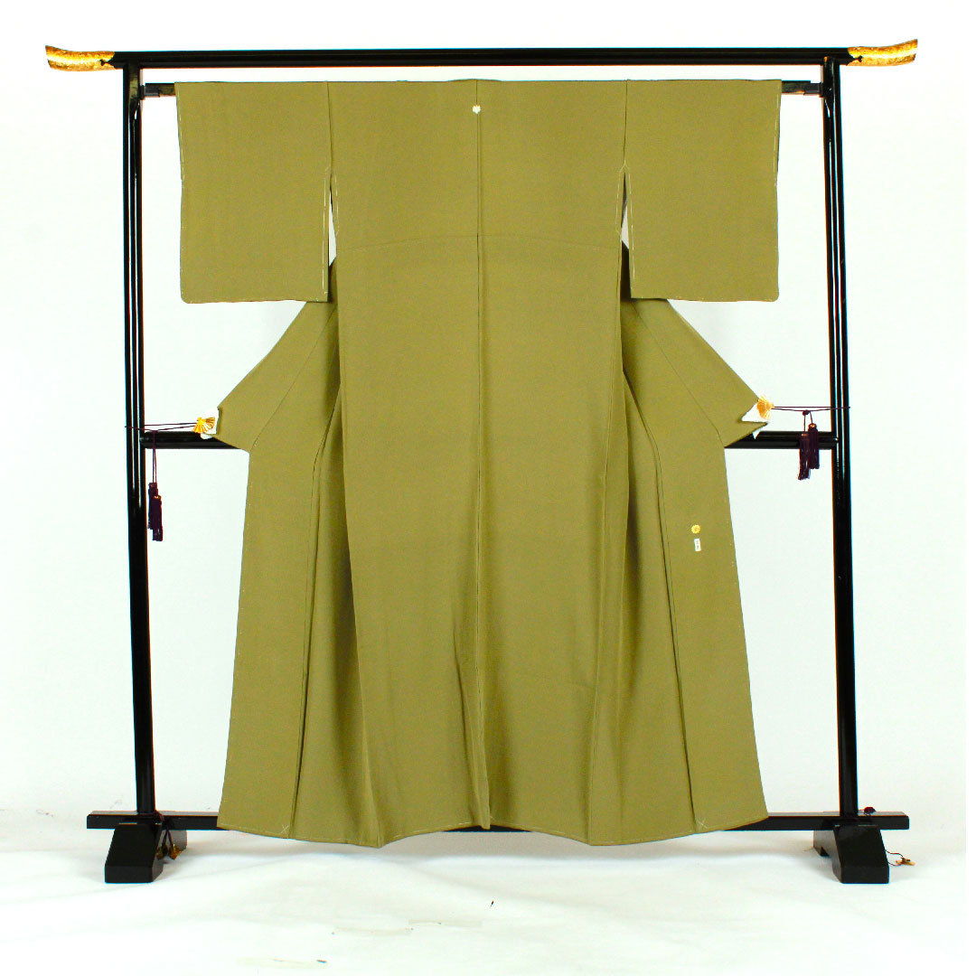 色無地 作家物 五三桐 身丈159.5cm 裄丈63.5cm 袷 正絹 Sランク 緑系 1114000432319