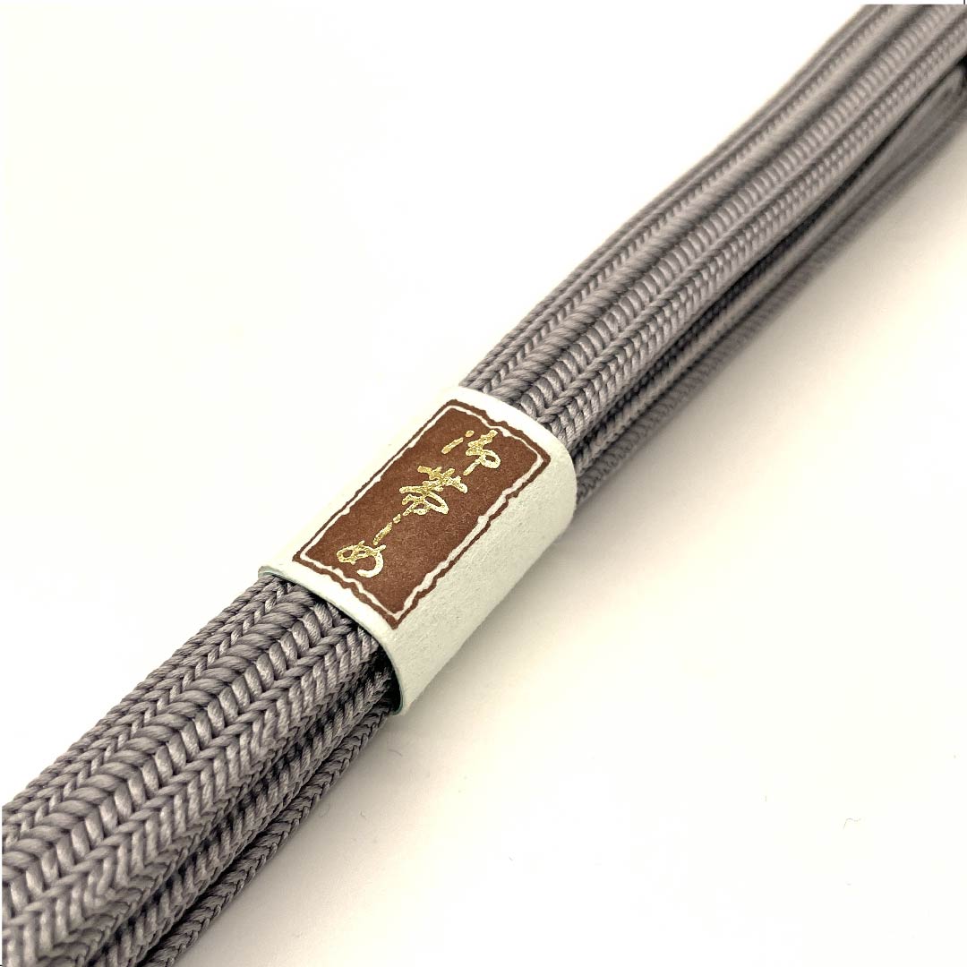 (新古品) 帯締め 正絹 四分紐 錫色(すずいろ) 柿しぶ染 新古品 長さ約159cm 幅約1.2cm カジュアル Sランク グレー系 1135002882322