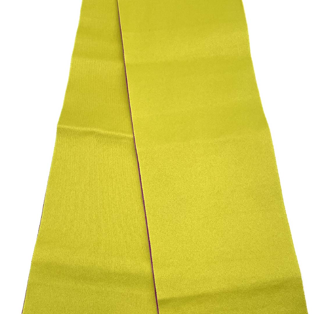 半幅帯 ポリエステル 鶸色(ひわいろ) 浴衣用 無地 リバーシブル 帯丈350cm 黄系 Sランク 1125001932323