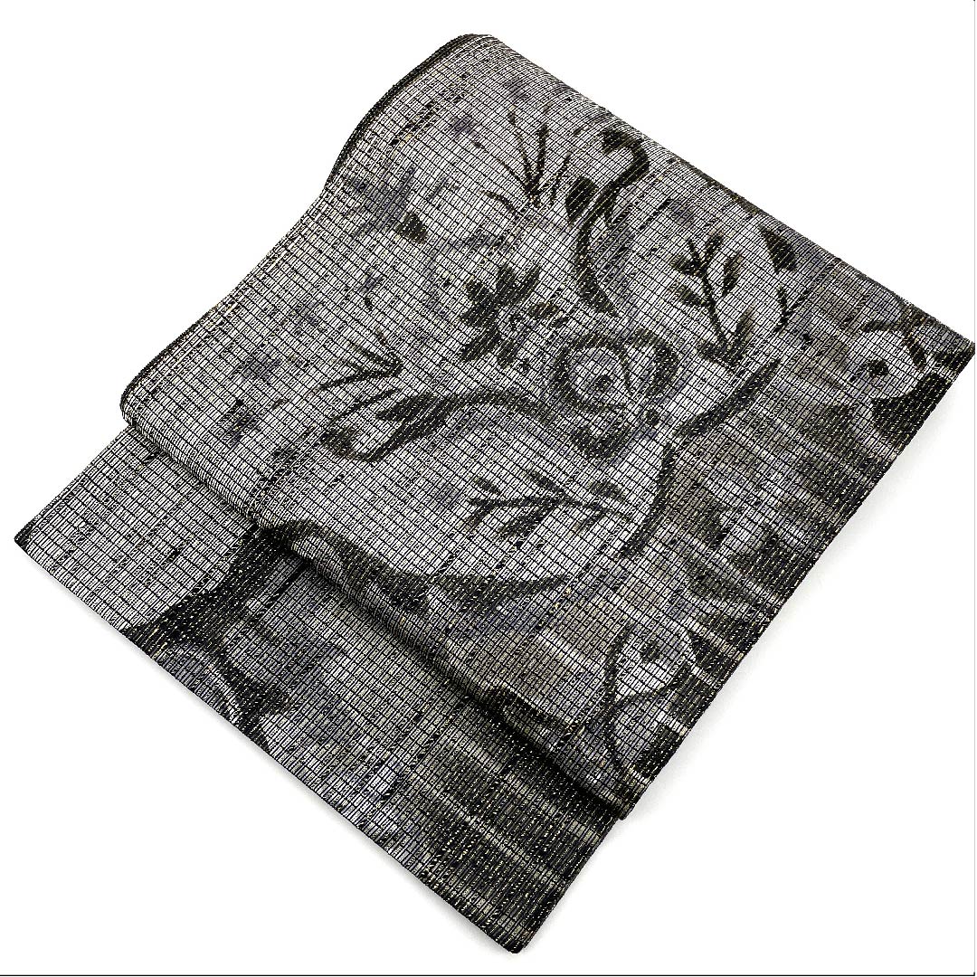 袋帯 モノトーン ペルシャ裂 都謹製 和紙 帯丈442cm 正絹 Sランク 六通 カジュアル グラデーション系 1123006812399