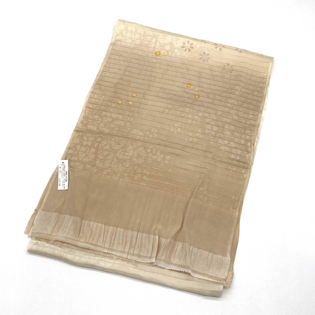 (Like new) Obijime and Obiage Set, Pure Silk, S-Rank, Tonokoiro (Stainless Steel), Length: Approx. 160cm, Width: Approx. 1.5cm, Semi-Formal, Beige, Product Number: 1141000102325