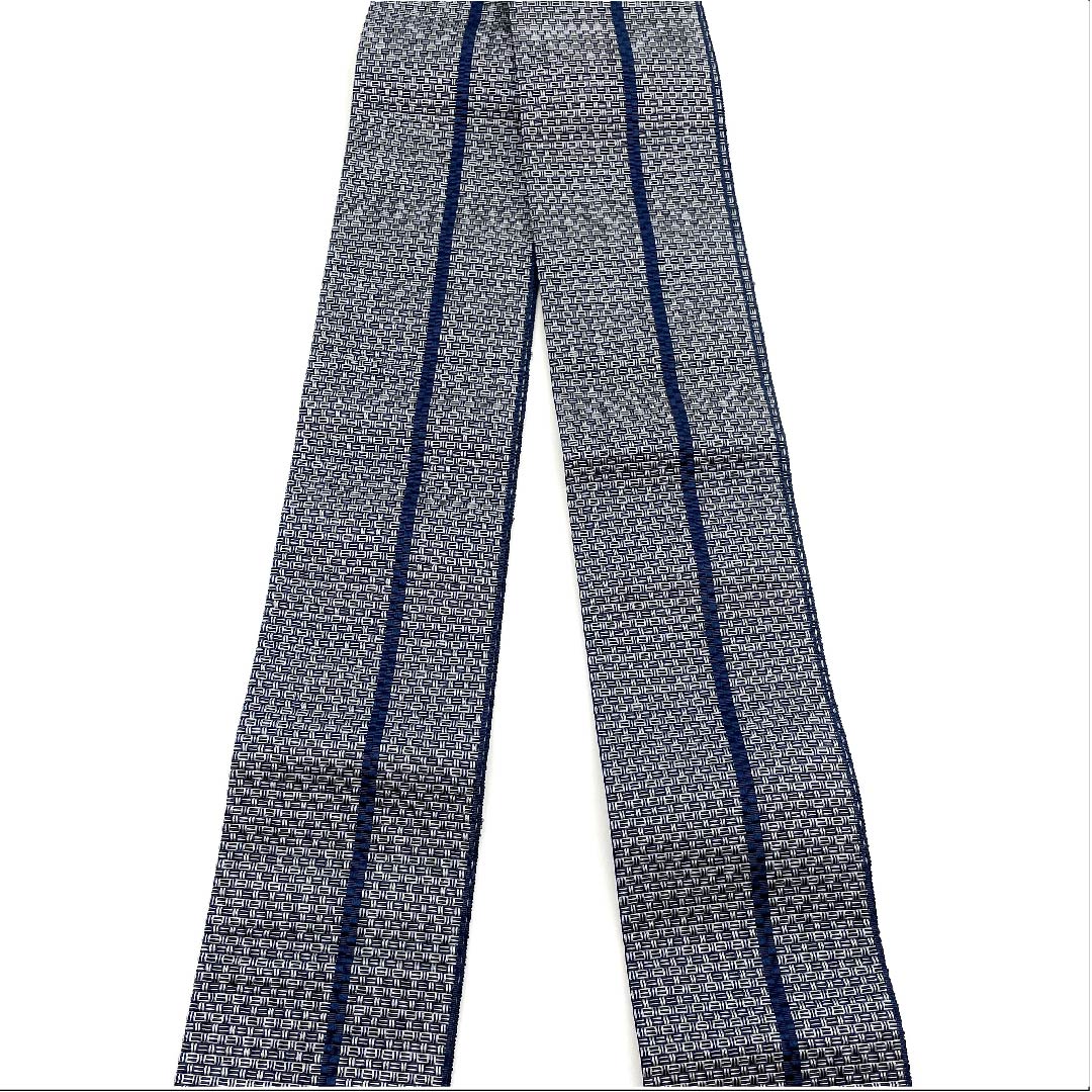 角帯 ポリエステル 鉄葡萄色(てつぶどういろ) 幾何学模様 帯丈392cm 幅9.5cm Sランク 紺系 1134000012918
