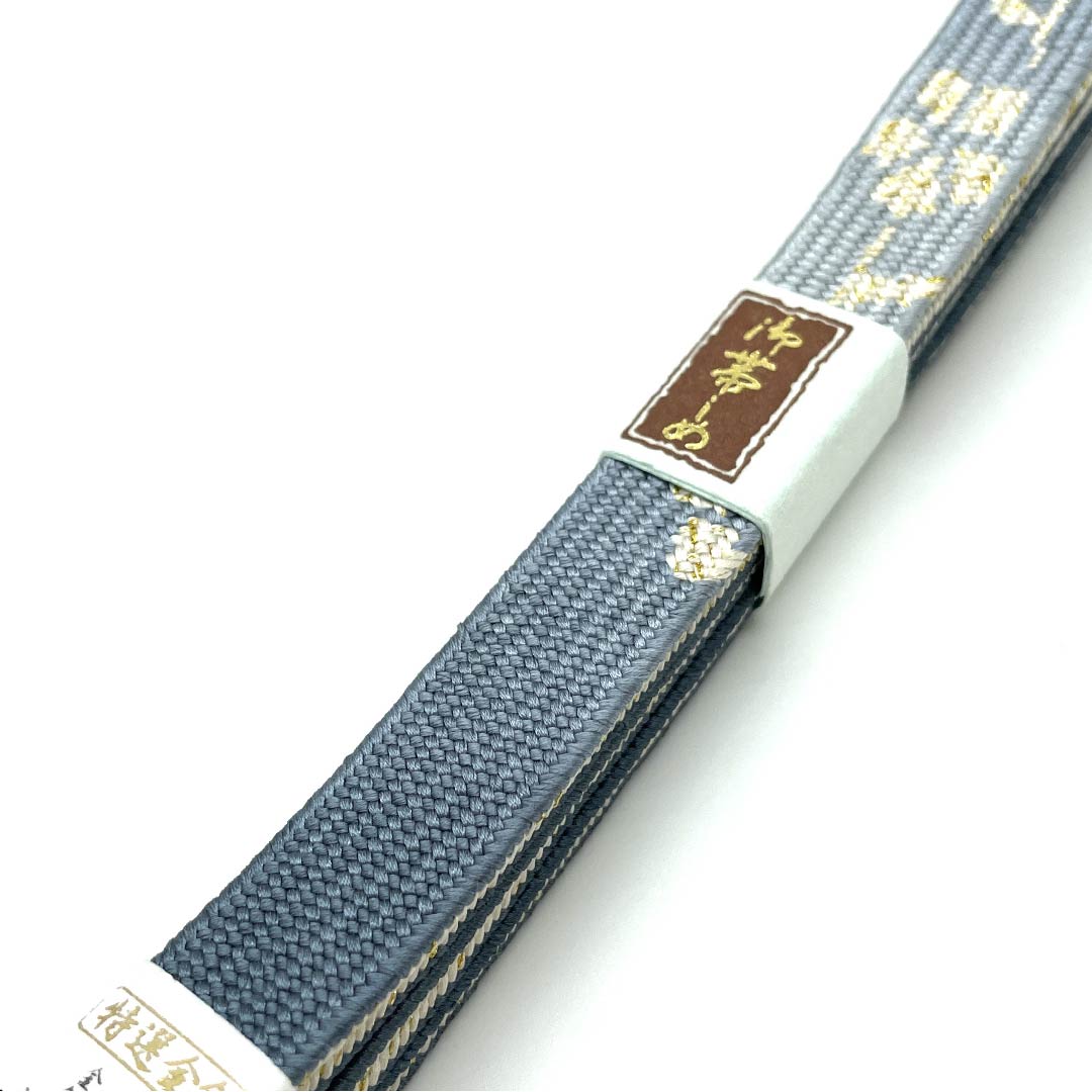 (新古品) 帯締め 正絹 四分紐 湊鼠色(みなとねずいろ) 特選金銀糸使用 金属糸使用 花模様 長さ約165cm 幅約1.5cm セミフォーマル Sランク 青系 1135002282317
