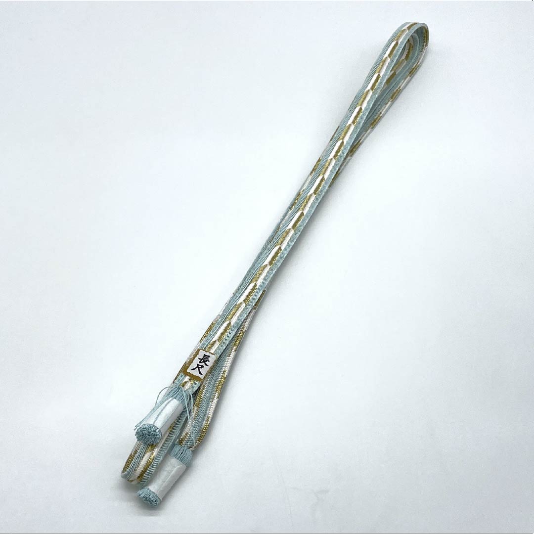 (Brand New) Pure Silk Obi-jime (Sash Band) in Indigo-White (Aijiroiro) - Long, Suiran Kobo, Arrow Feather Pattern, Approximately 186cm Long, Approximately 1.5cm Wide, Semi-Formal, Blue, Item Number 1135005351417
