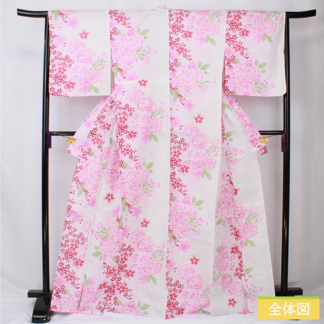 浴衣 身丈162cm 裄丈62.5cm S 絞り浴衣 梅 紺色 綿 美品 名品 【中古  