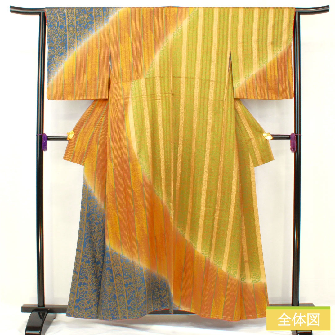 訪問着 正絹 袷 身丈157.5cm 裄丈63.5cm 抽象模様 東京ますいわ屋 しつけ糸付き 未使用品 Sランク グラデーション系 1112005072399